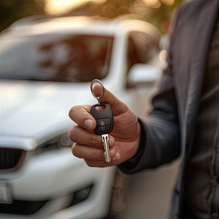 Entrega da chave de um carro novo